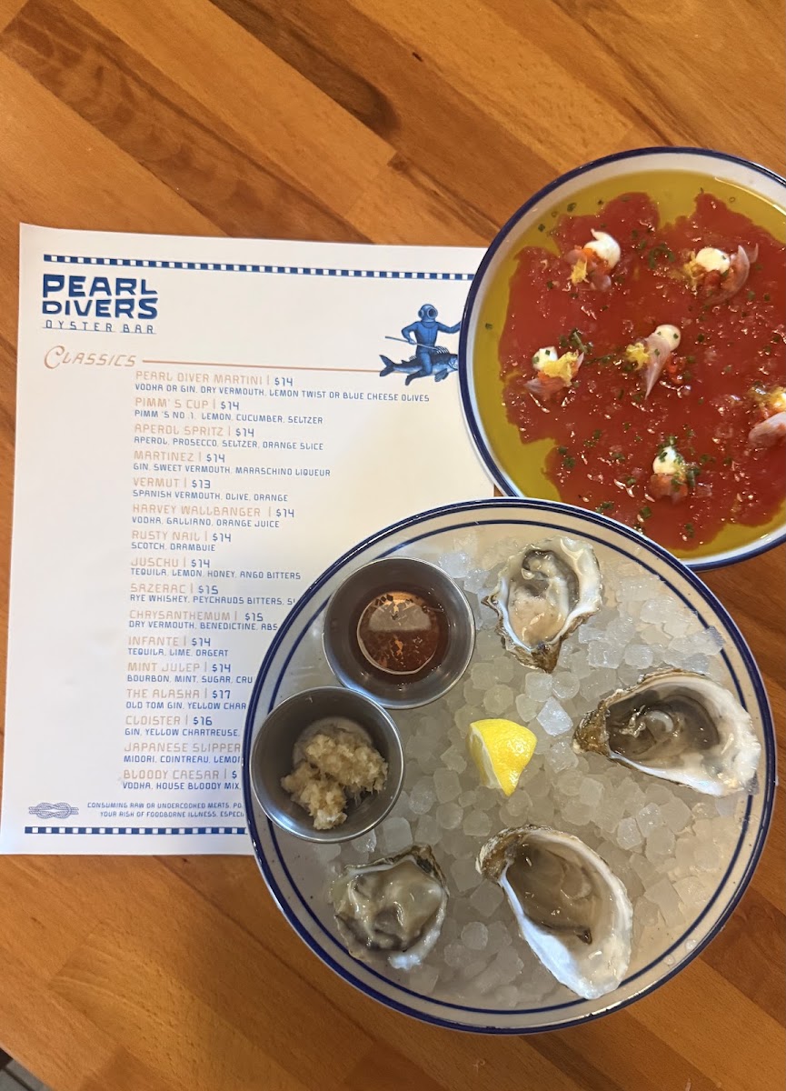 Pearl Divers Oyster Bar menu board