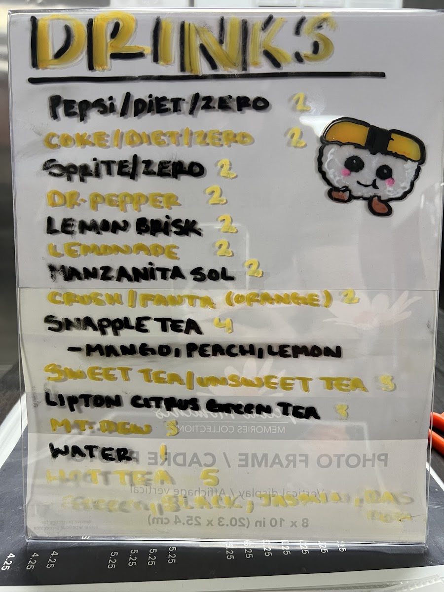 Benavi Sushi menu board