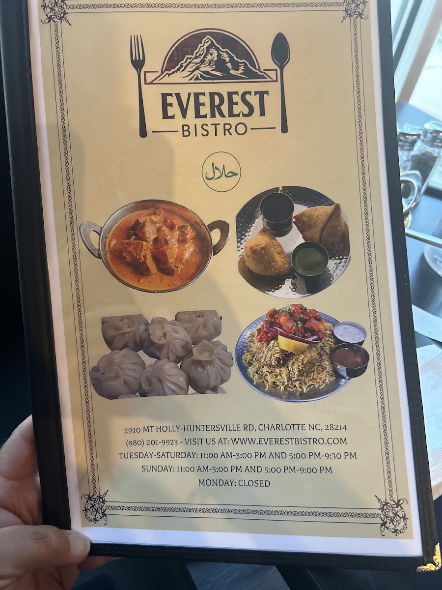 Everest Bistro - Indian Nepali Restaurant & Bar menu board