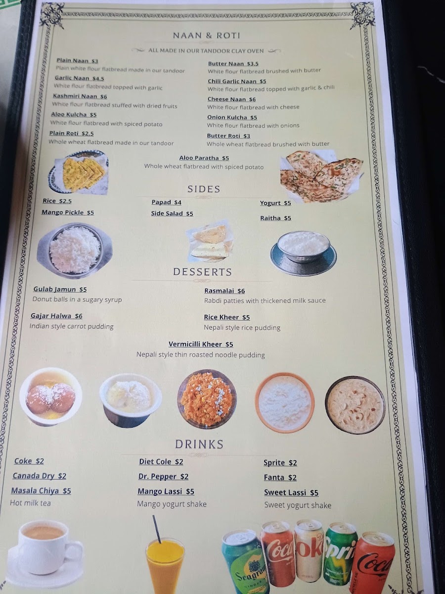 Everest Bistro - Indian Nepali Restaurant & Bar menu board