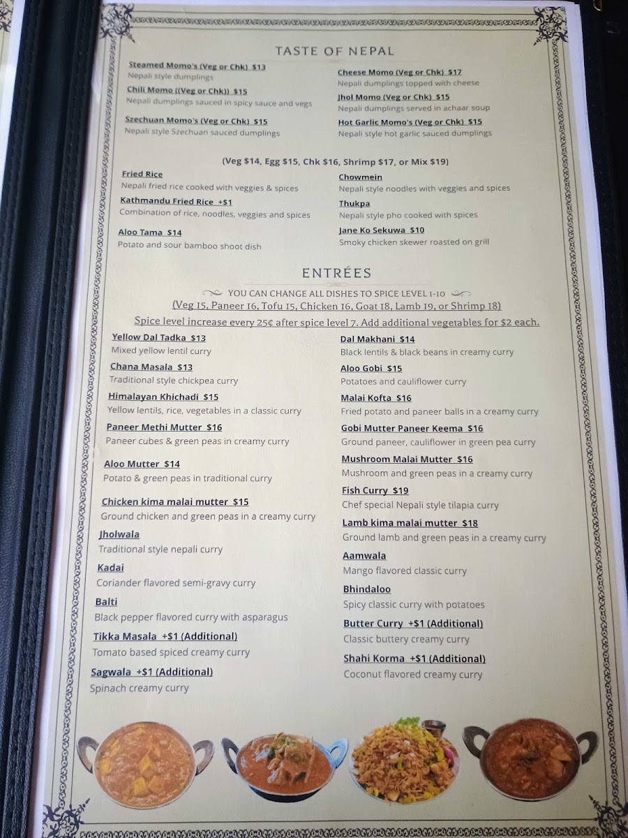 Everest Bistro - Indian Nepali Restaurant & Bar menu board