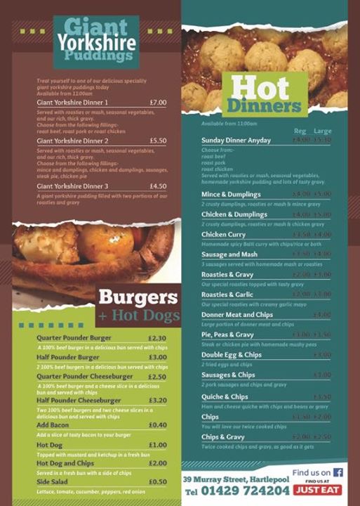Masons Food menu board
