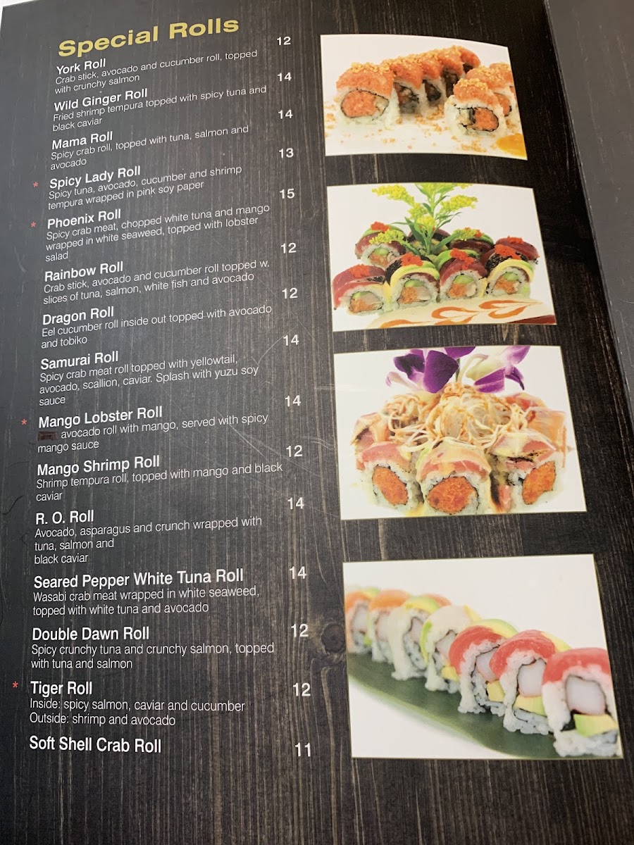 Asian Bistro menu board
