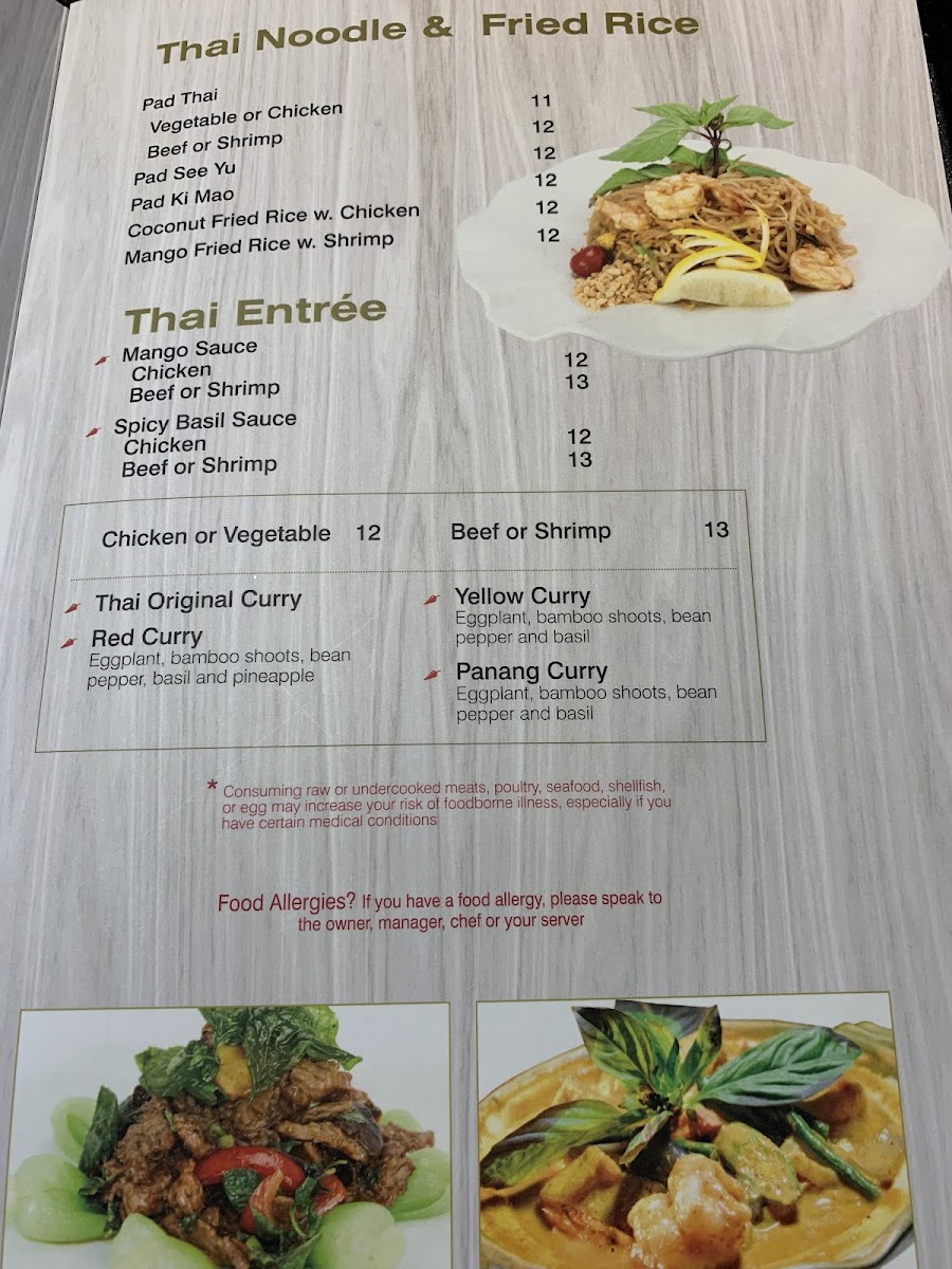 Asian Bistro menu board