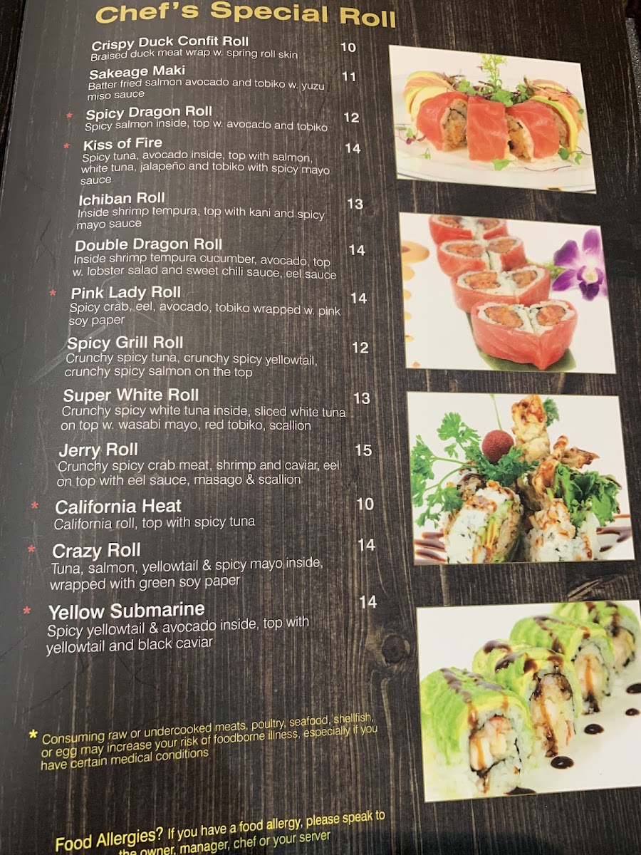 Asian Bistro menu board