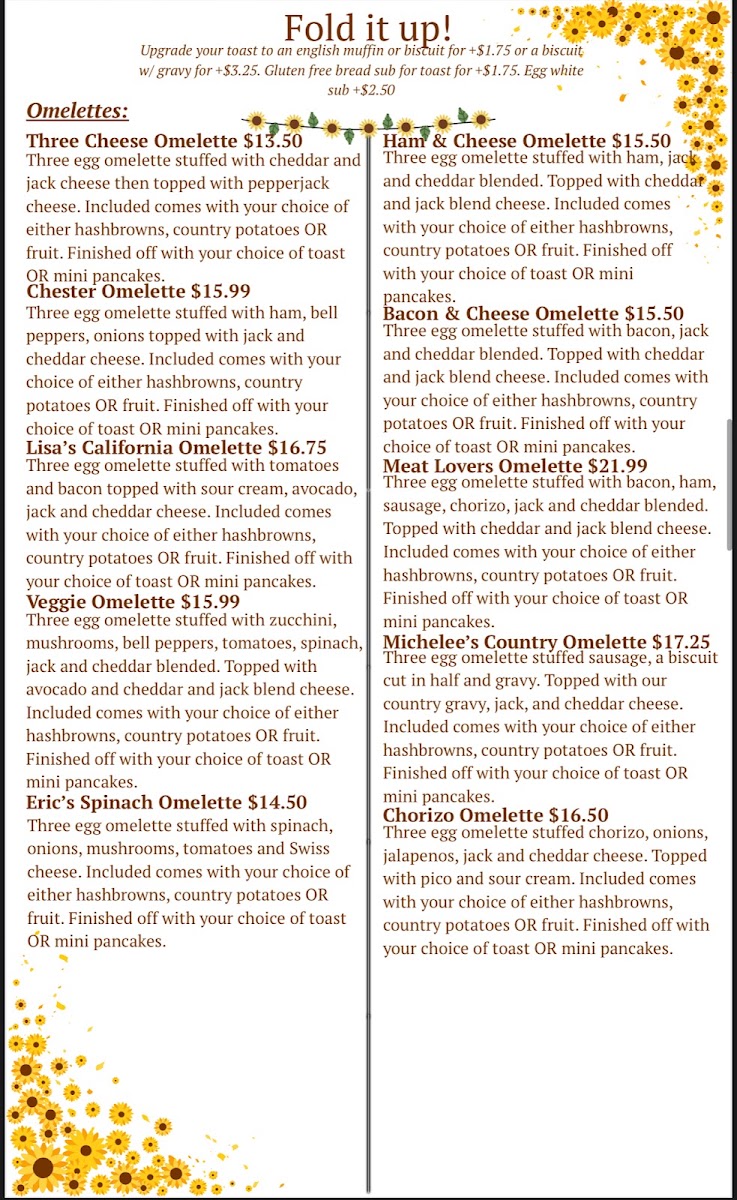 Lola's Family Restaurant menu board