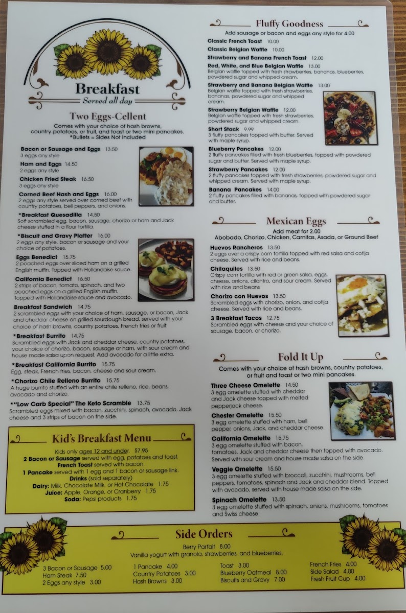 Lola's Family Restaurant menu board