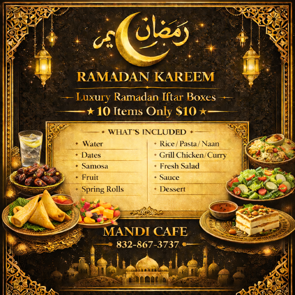 Mandi Cafe & Grill menu board