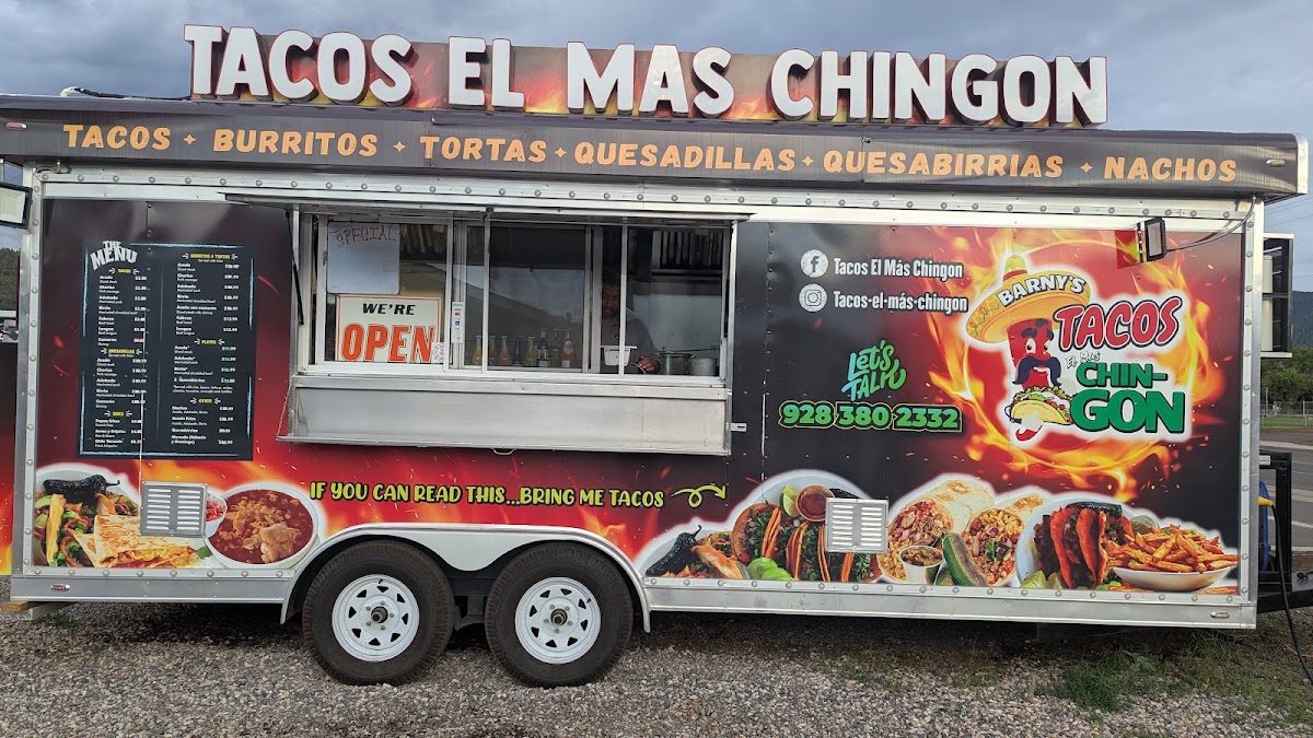 Tacos El Mas Chingon menu board