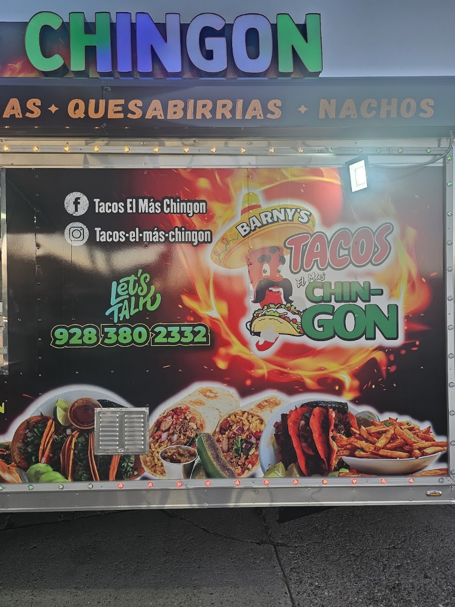 Tacos El Mas Chingon menu board
