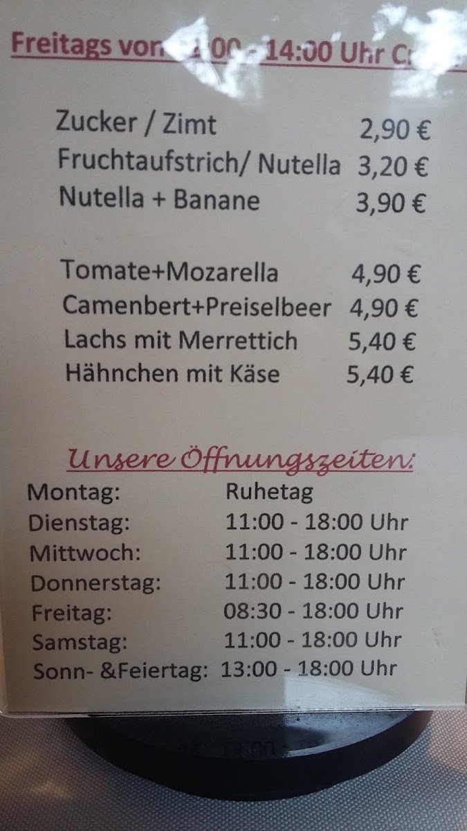 Kaffee Ratscherl menu board