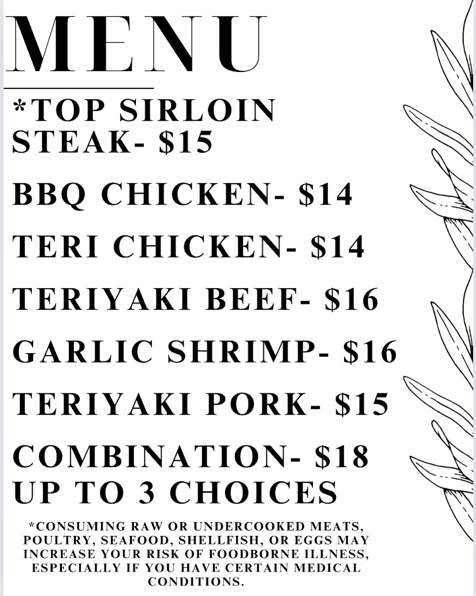 Steakz and Cakez menu board