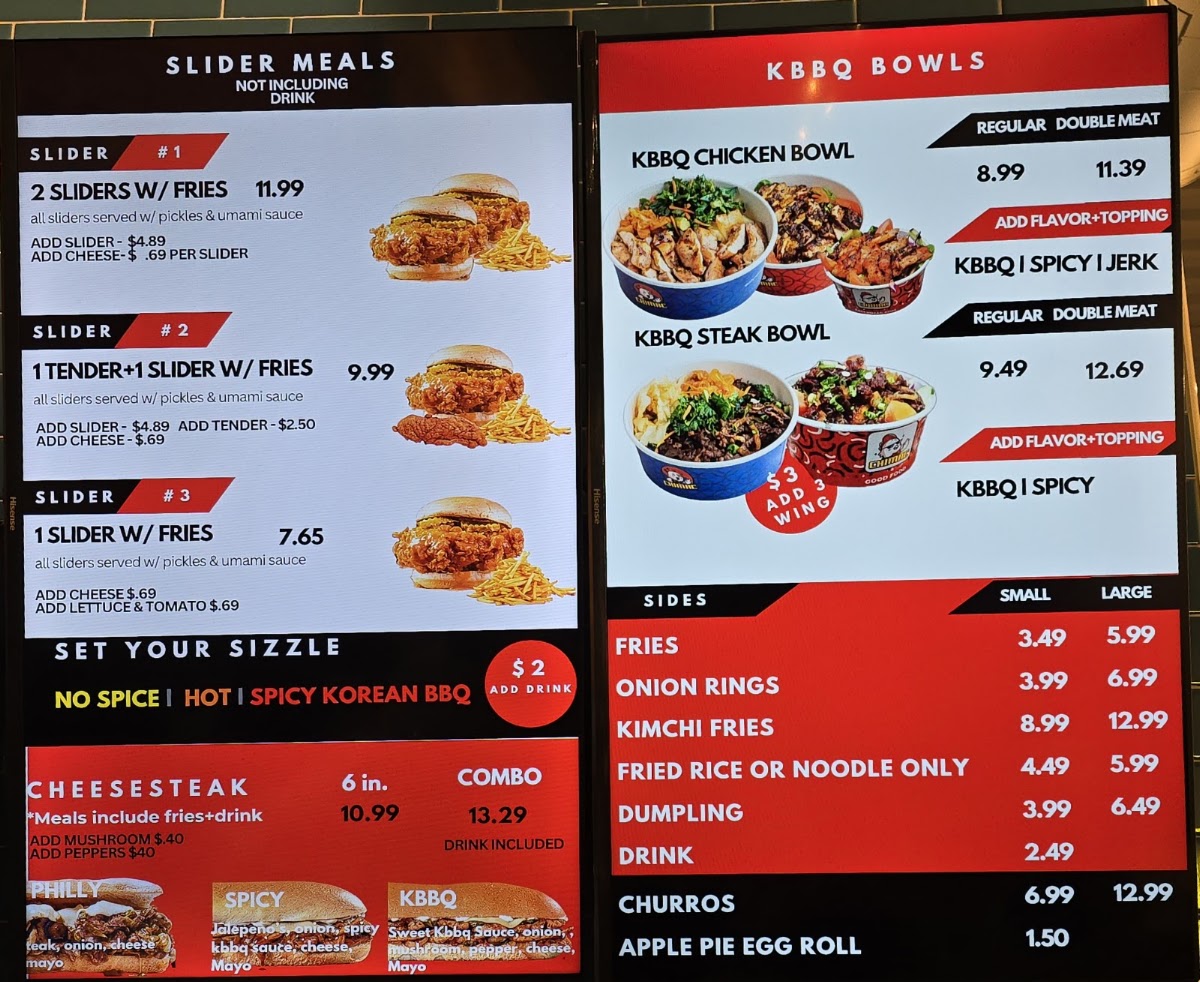 Chimac | KBBQ and Wings menu board