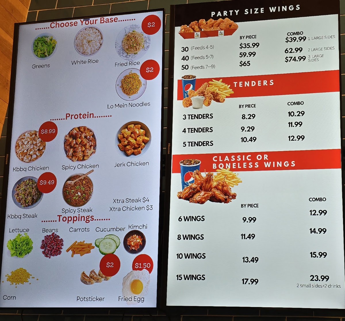 Chimac | KBBQ and Wings menu board