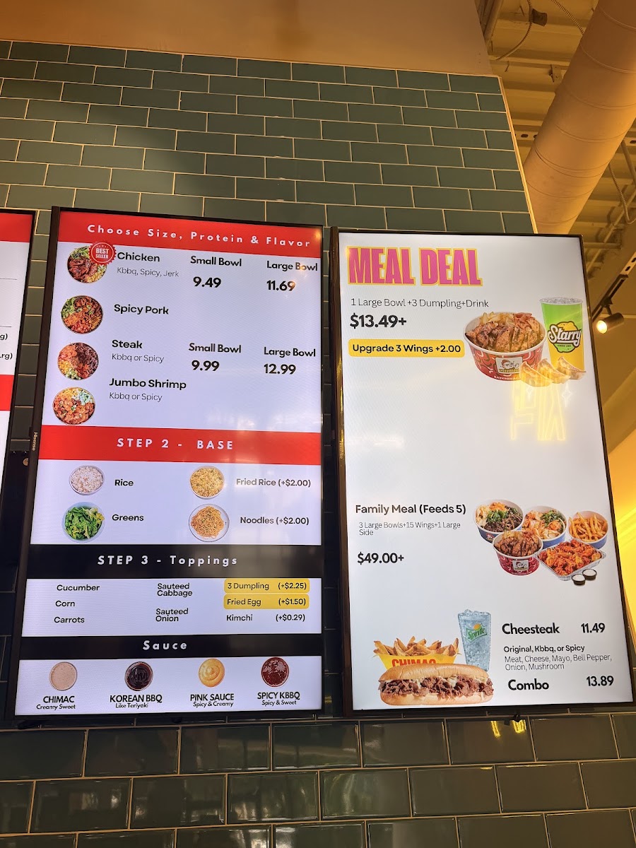 Chimac | KBBQ and Wings menu board