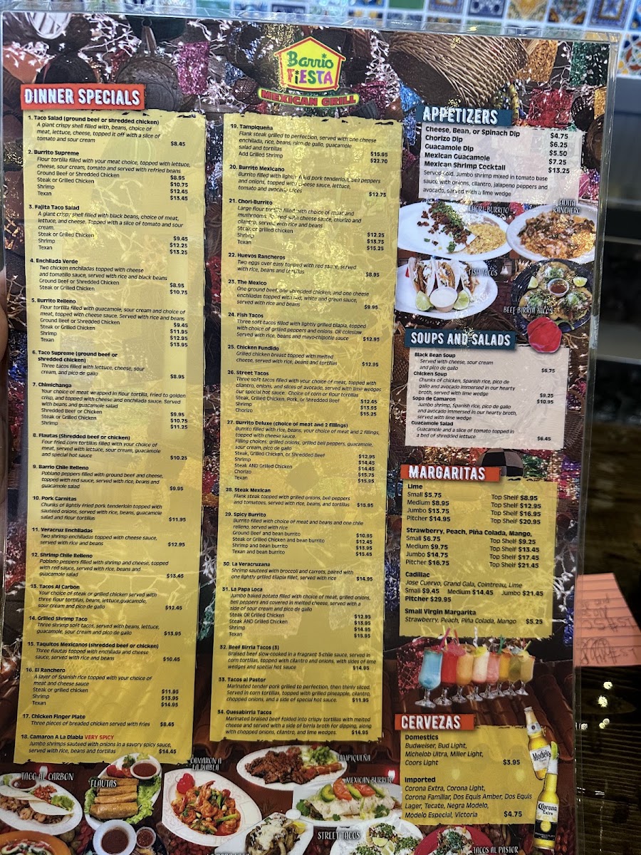 Barrio Fiesta menu board