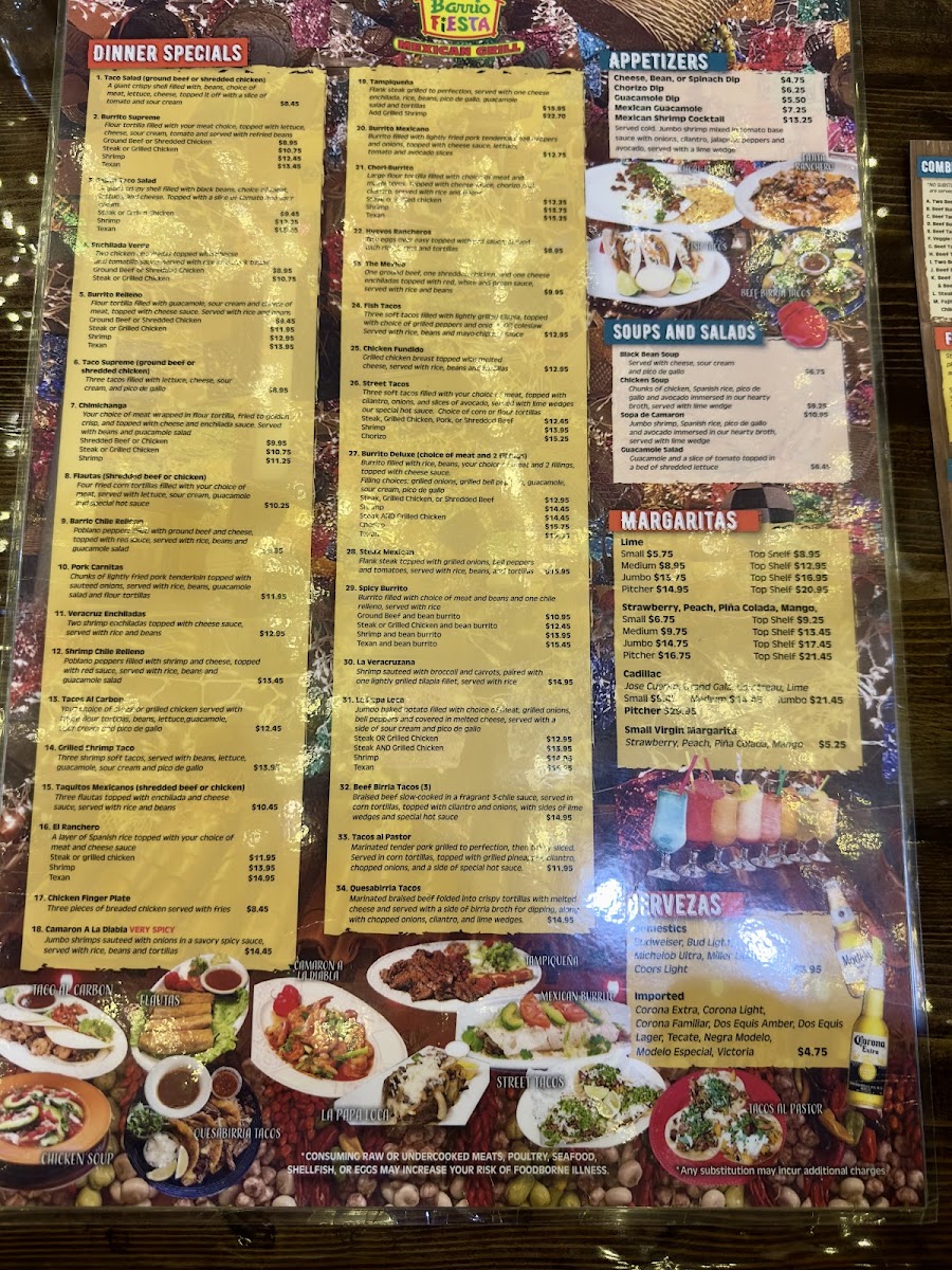 Barrio Fiesta menu board
