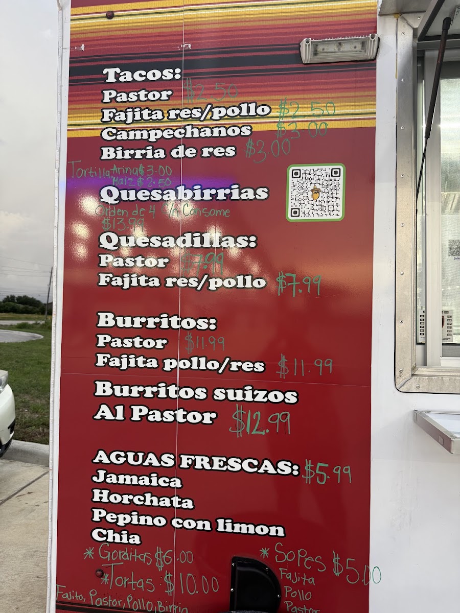 El Gran Taco menu board