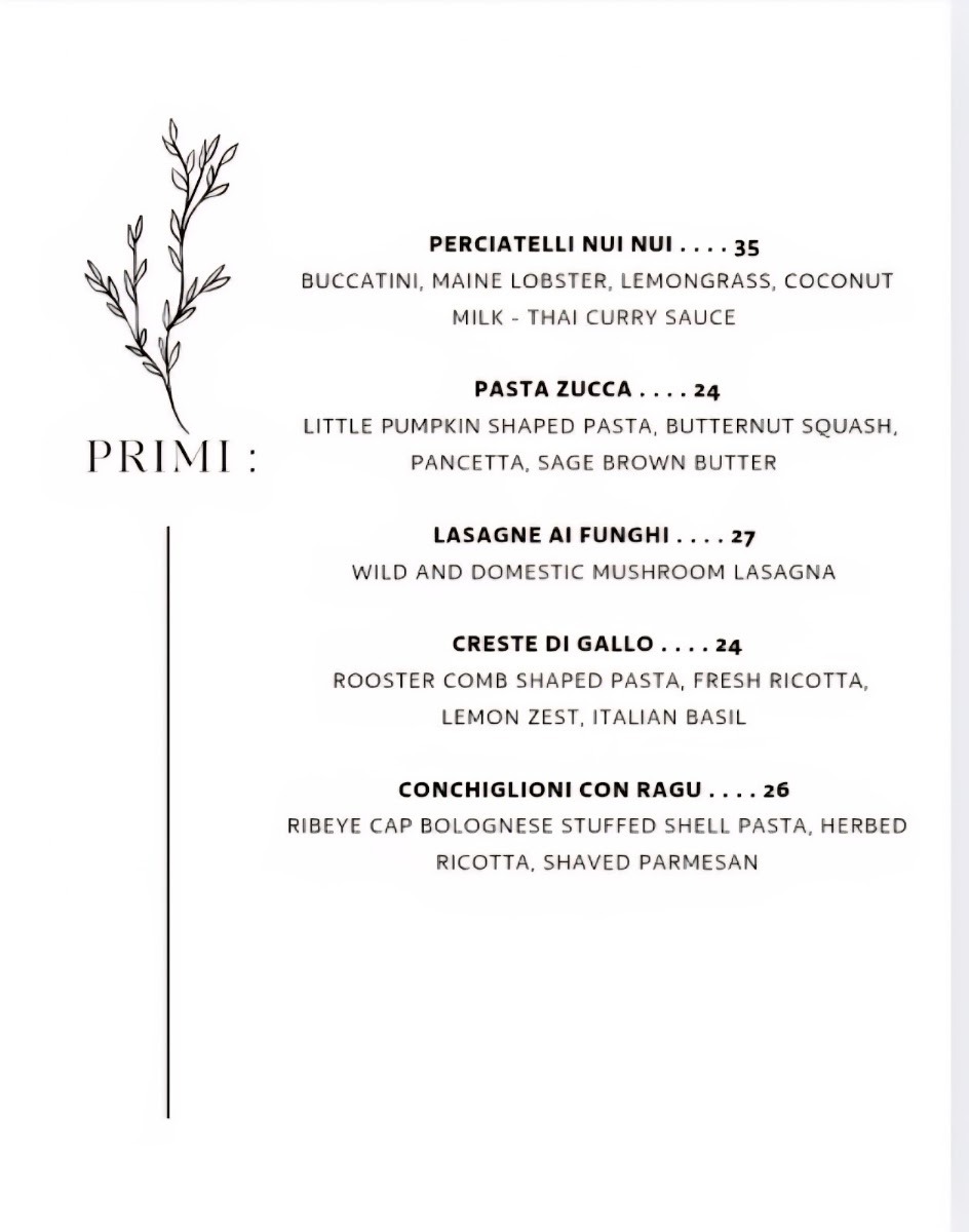 L'Olivo Trattoria menu board