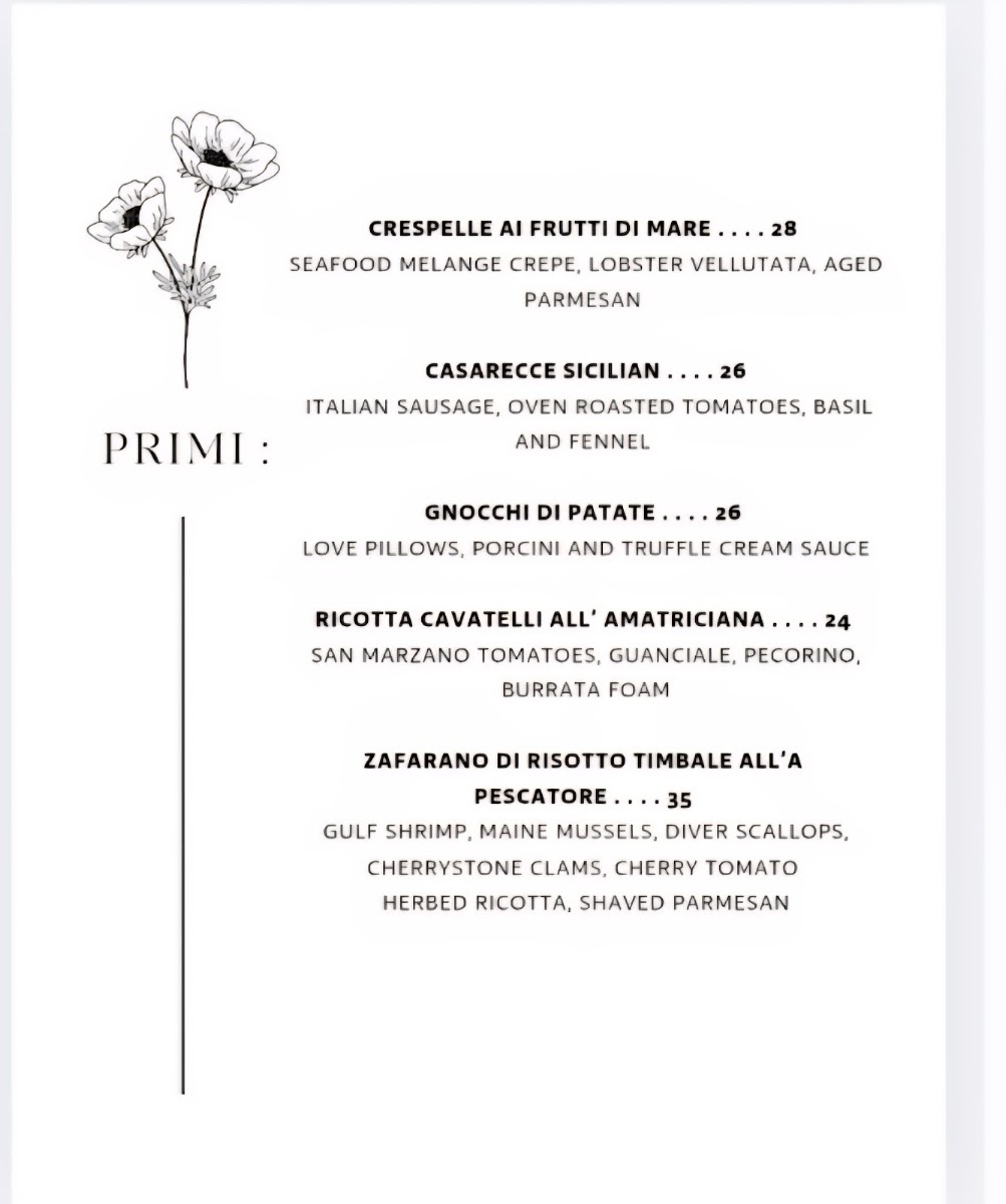 L'Olivo Trattoria menu board