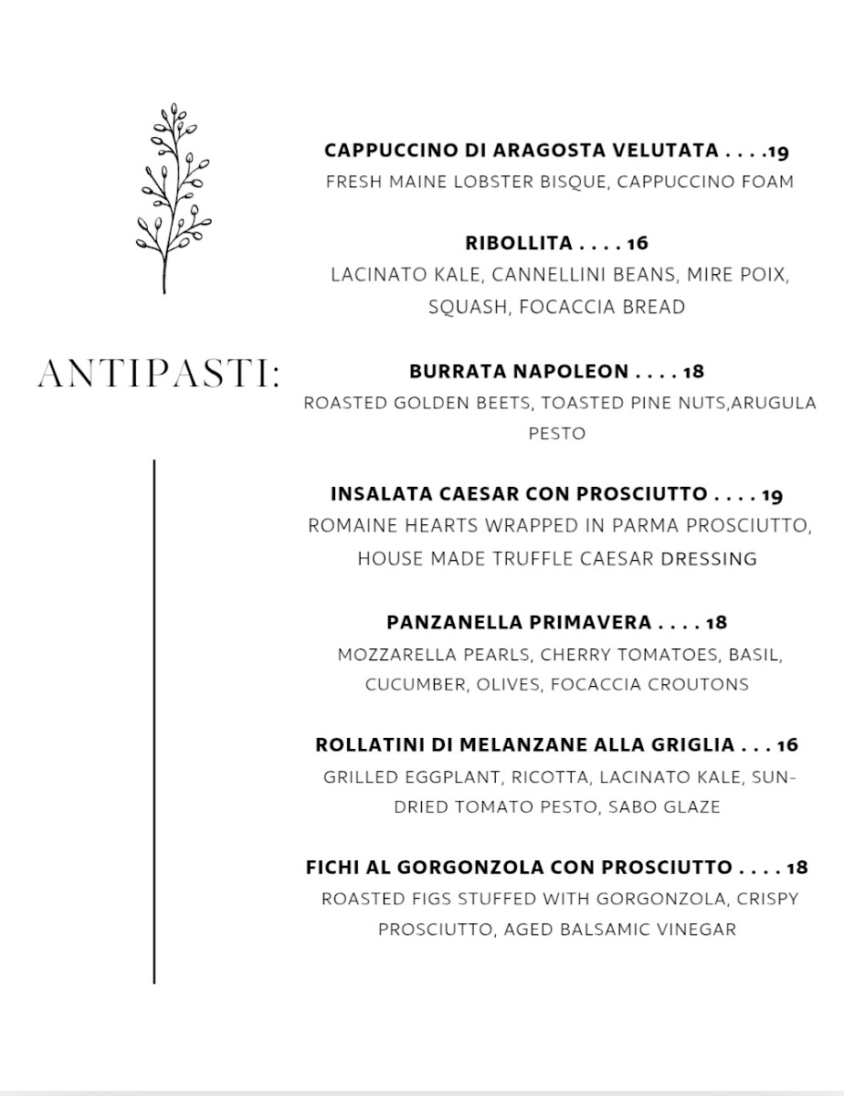 L'Olivo Trattoria menu board