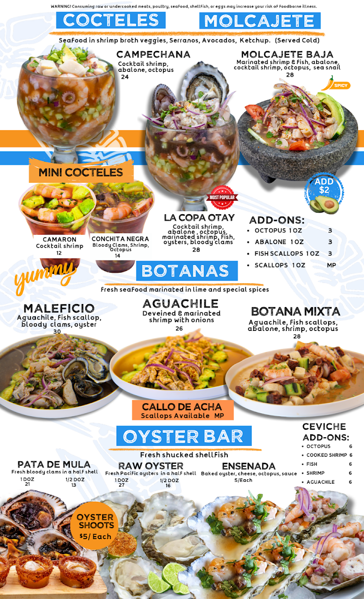 Mariscos El Guero - Upland menu board