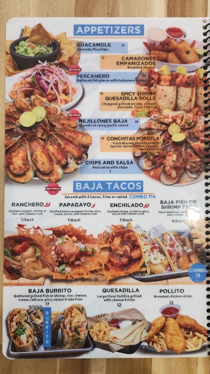 Mariscos El Guero - Upland menu board