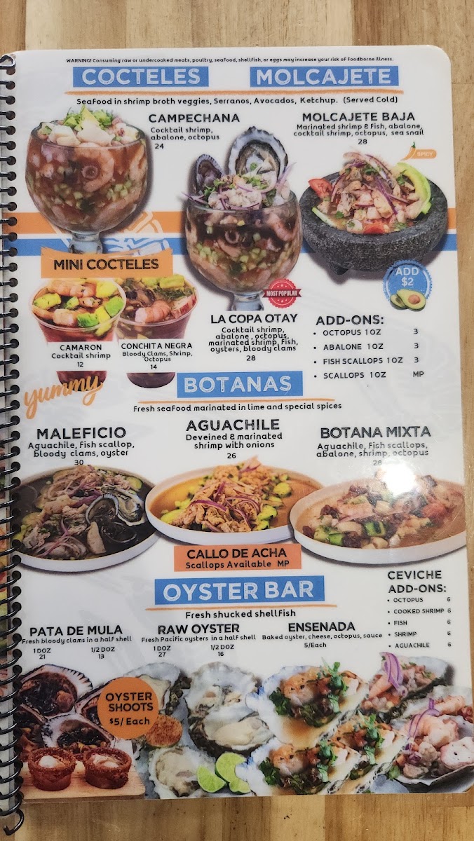 Mariscos El Guero - Upland menu board
