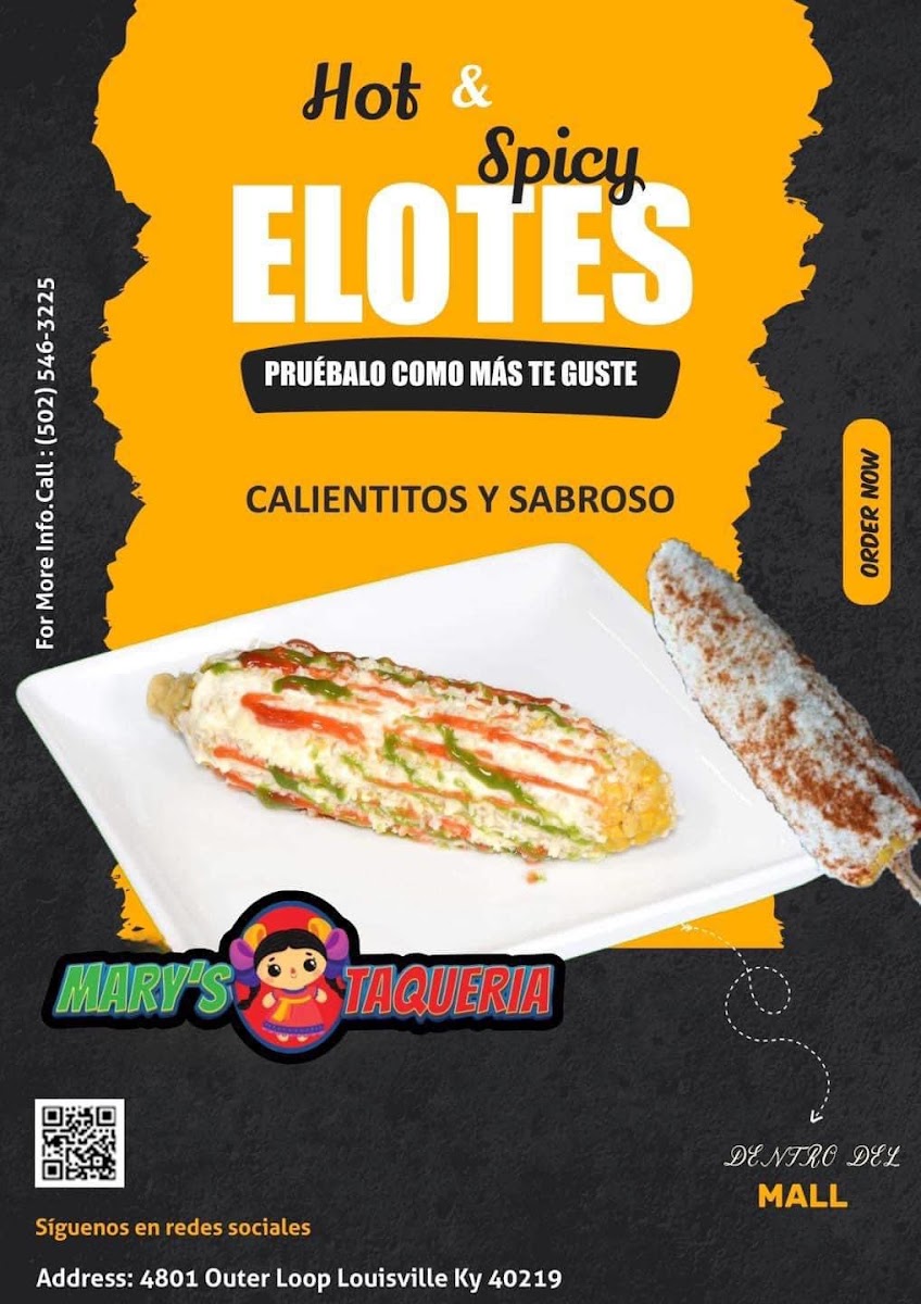 MARY'S TAQUERIA menu board