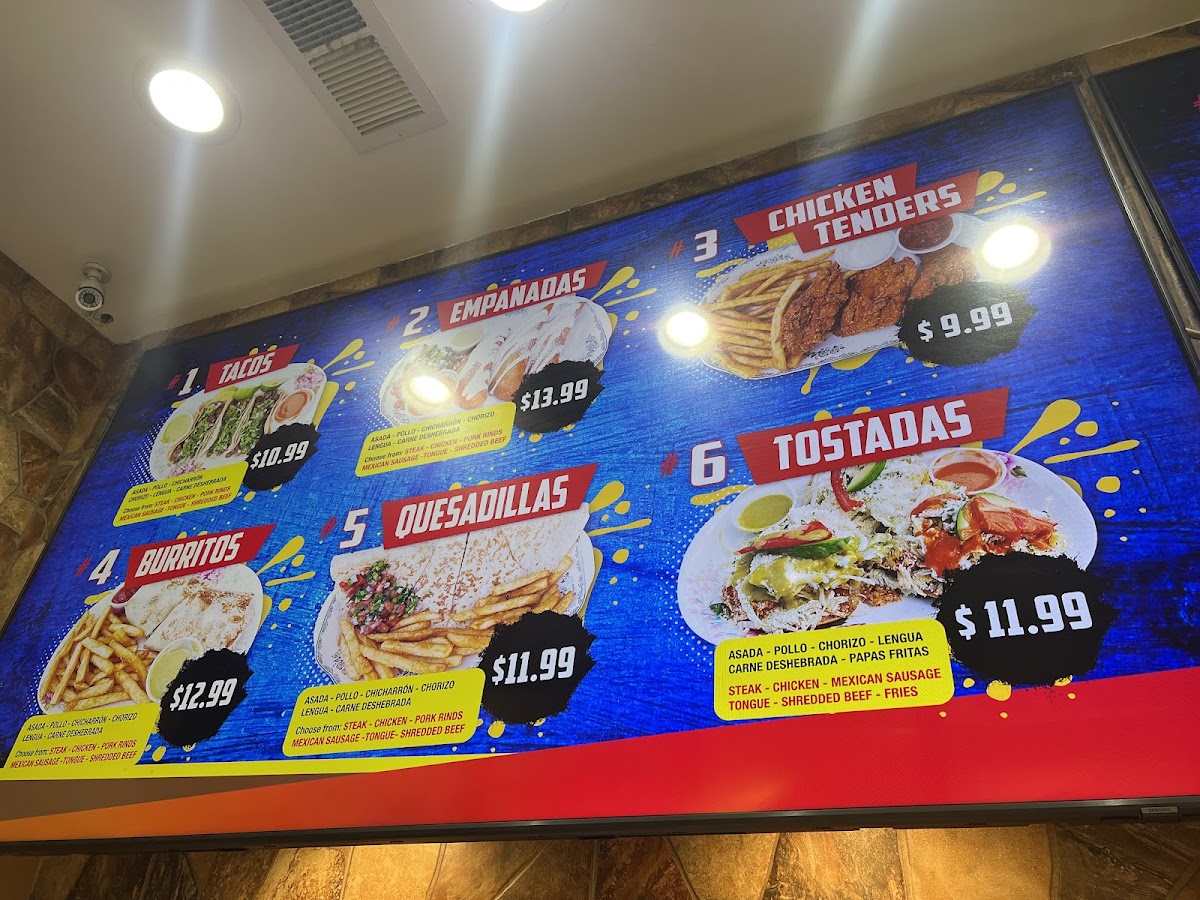 MARY'S TAQUERIA menu board