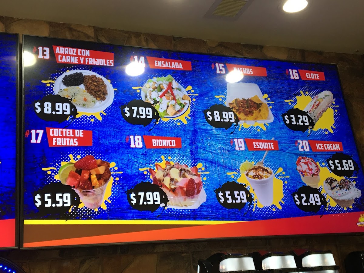 MARY'S TAQUERIA menu board