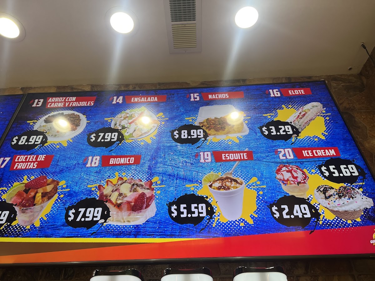 MARY'S TAQUERIA menu board