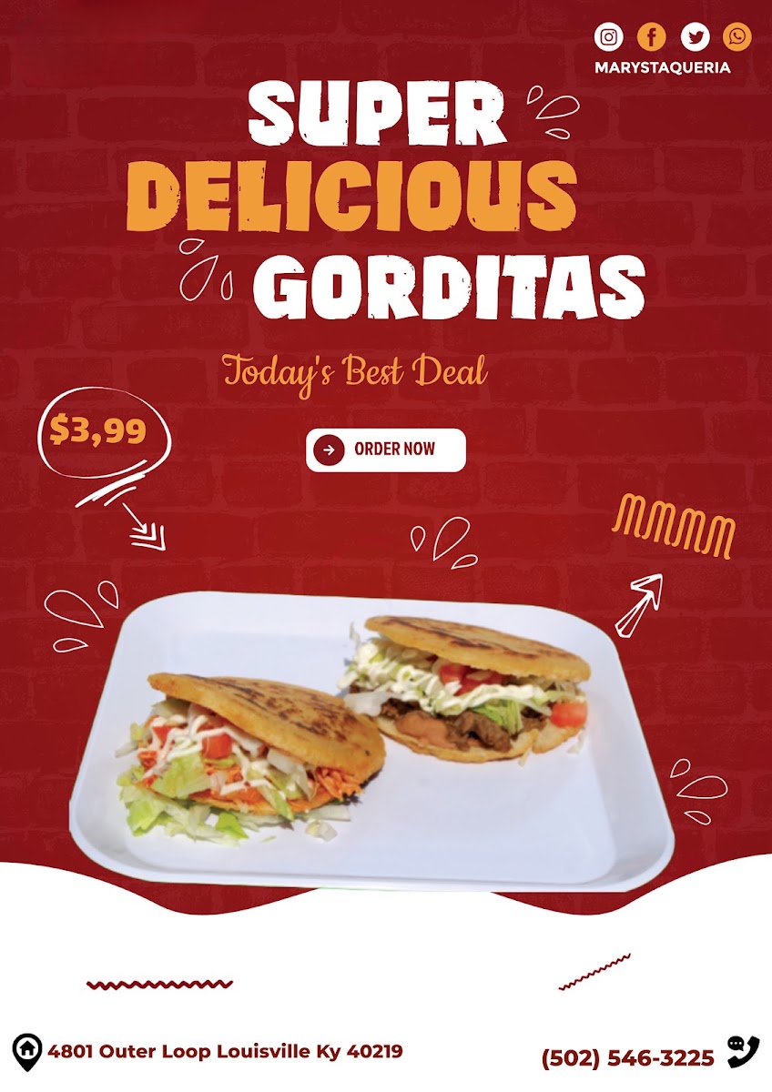 MARY'S TAQUERIA menu board
