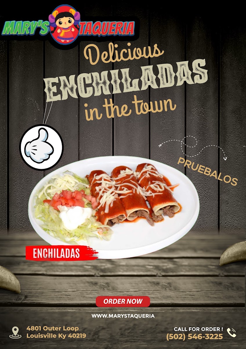 MARY'S TAQUERIA menu board