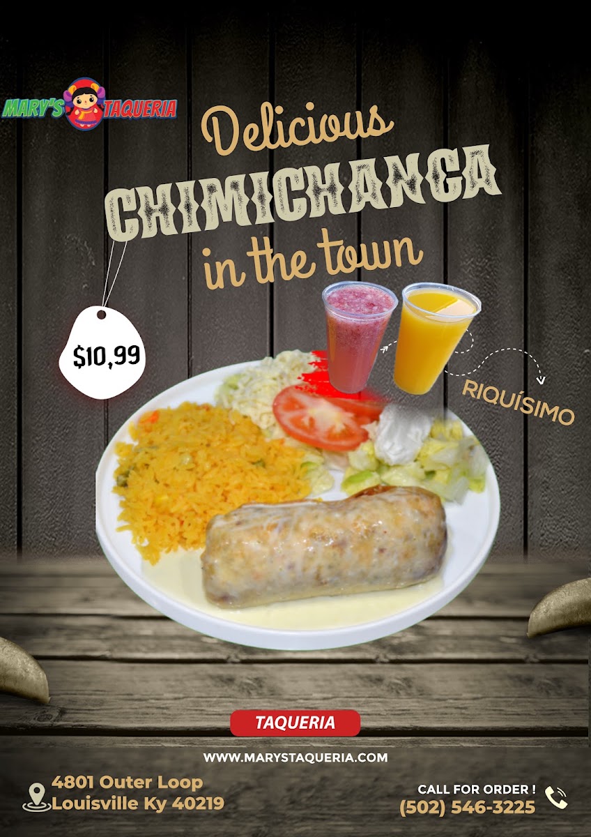 MARY'S TAQUERIA menu board