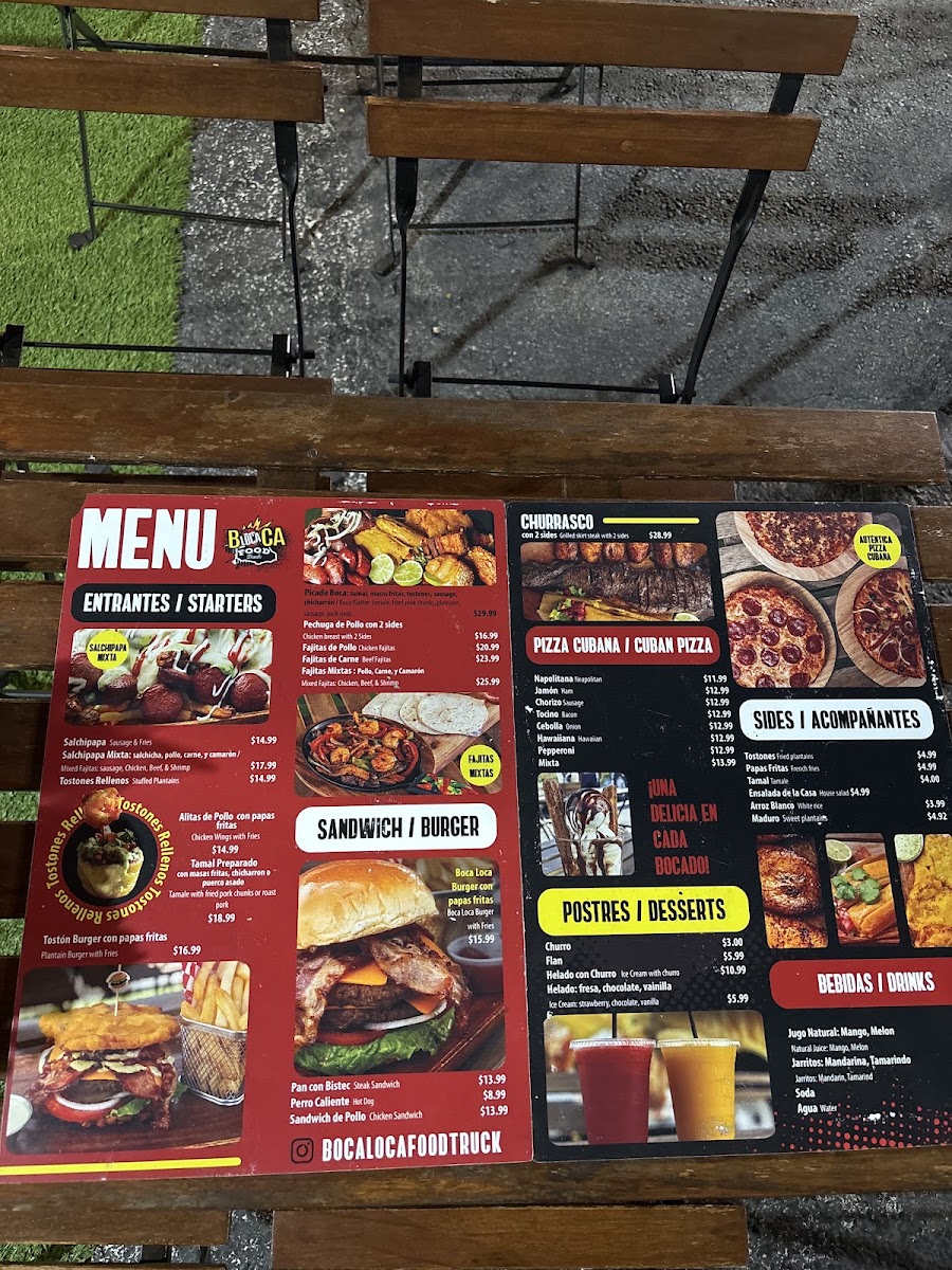 Boca Loca Food Truck-The Yards #1 menu board