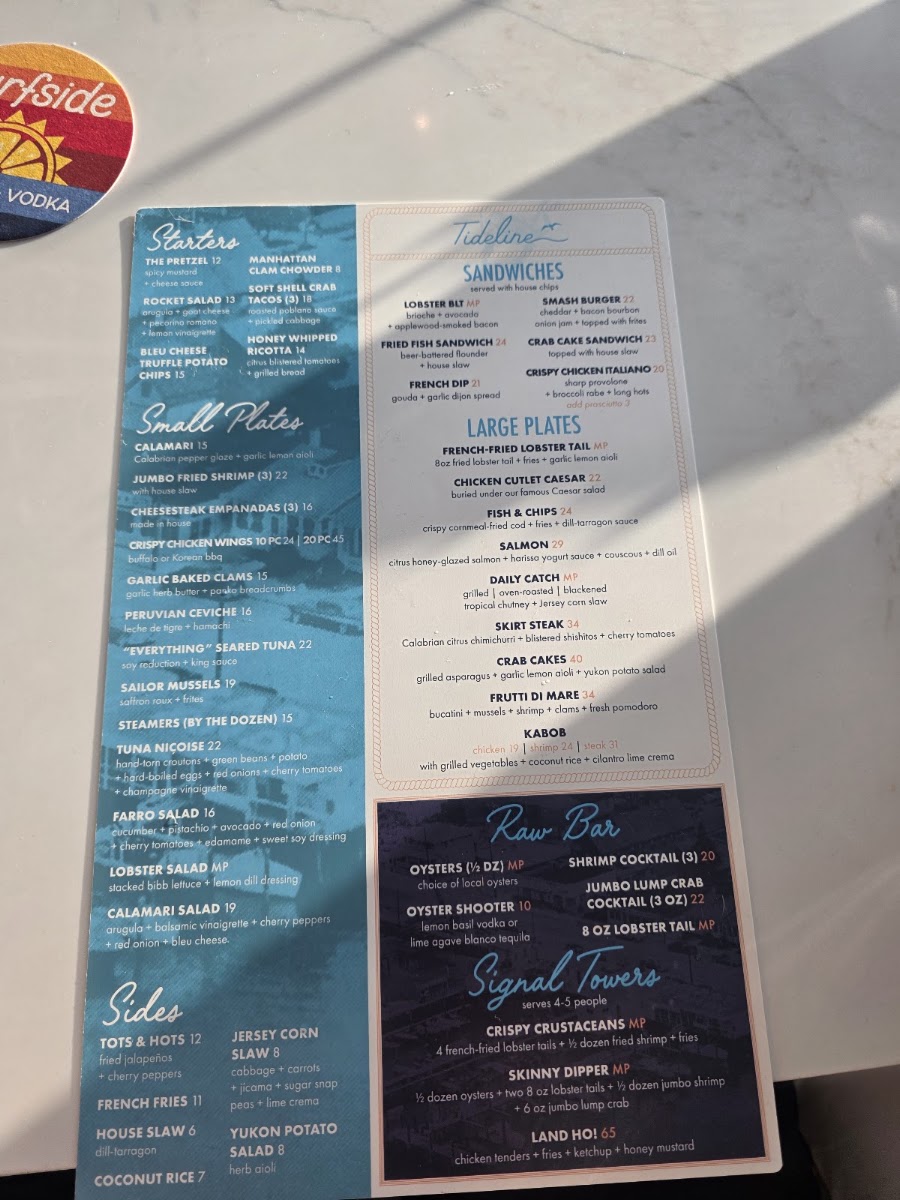 Tideline menu board