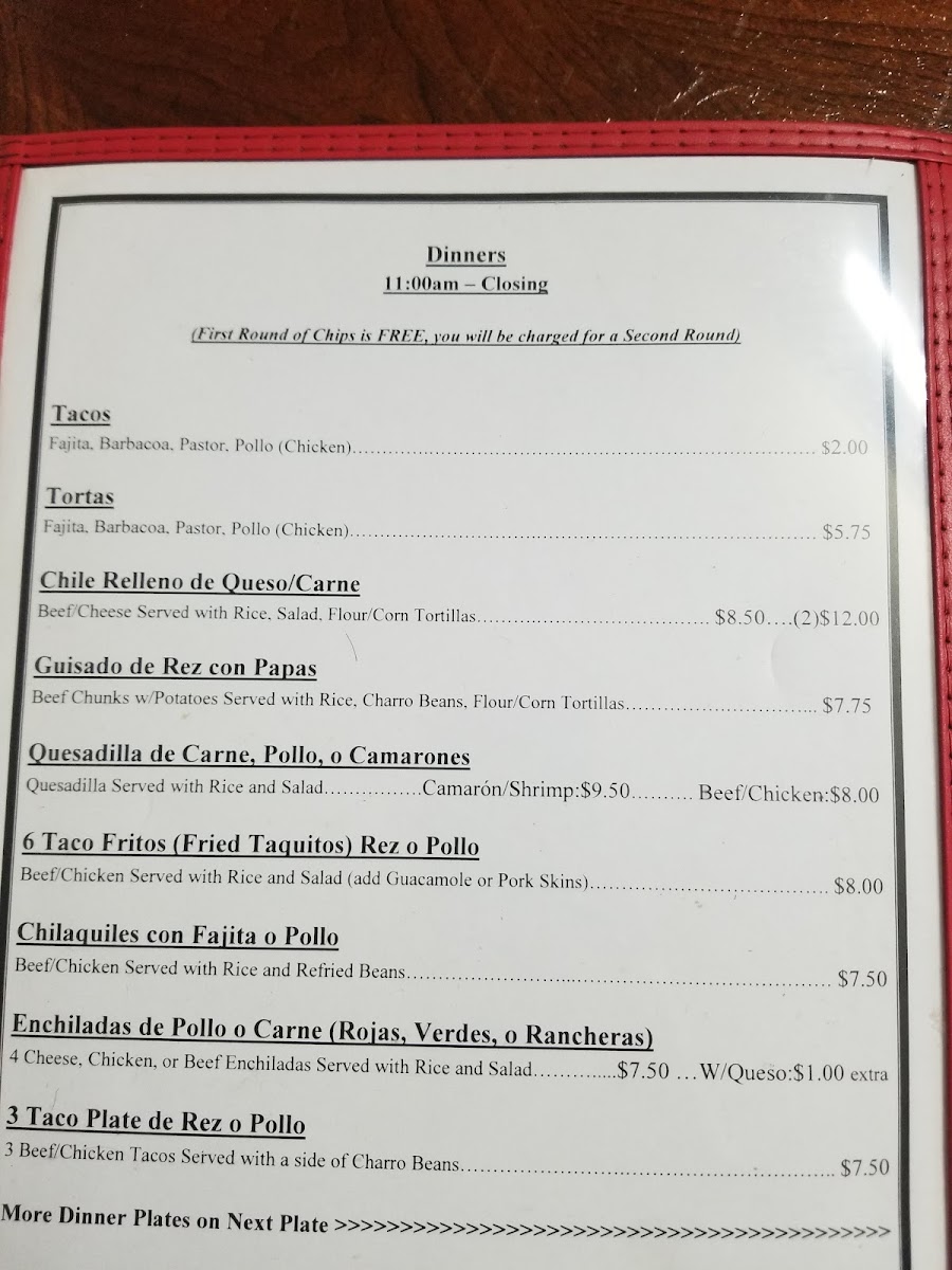 La Colonia Mexican Restaurant menu board