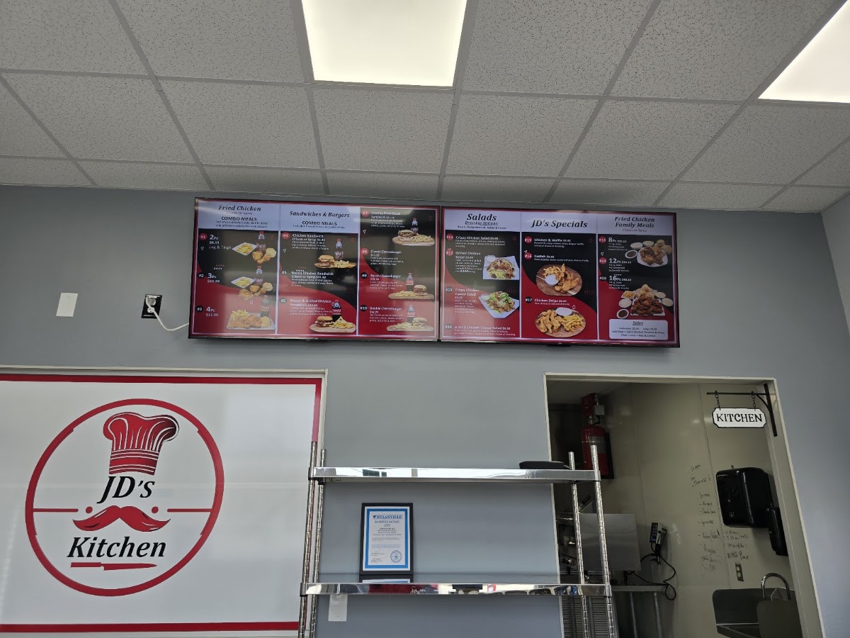 JD's Kitchen menu board