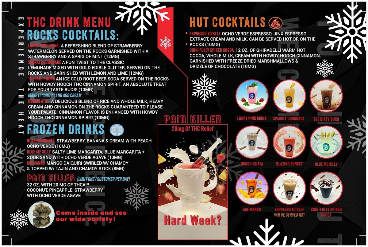 Eskimo Hut - Frozen Daiquiris To-Go, Nicotine and Hemp menu board