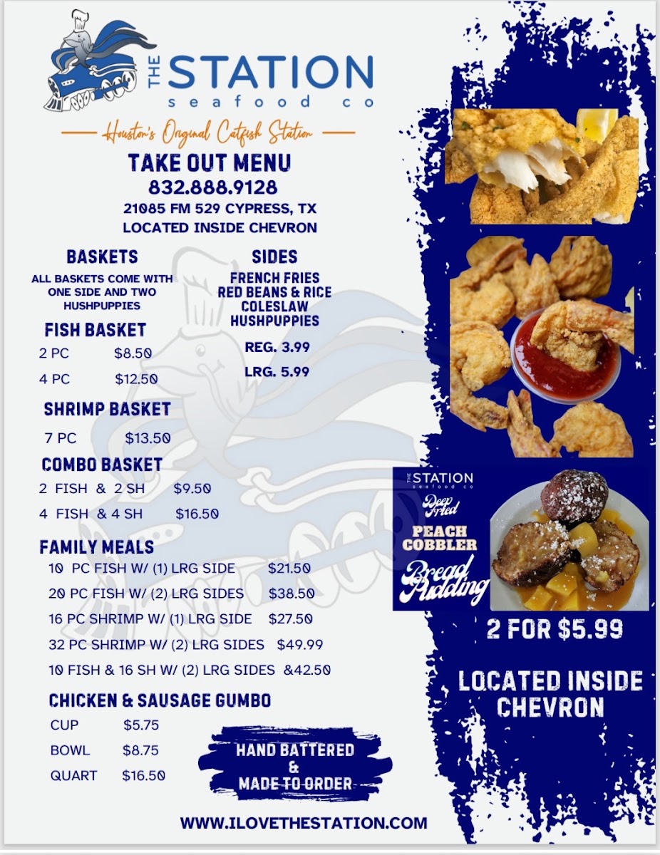 The Station Seafood Co menu board