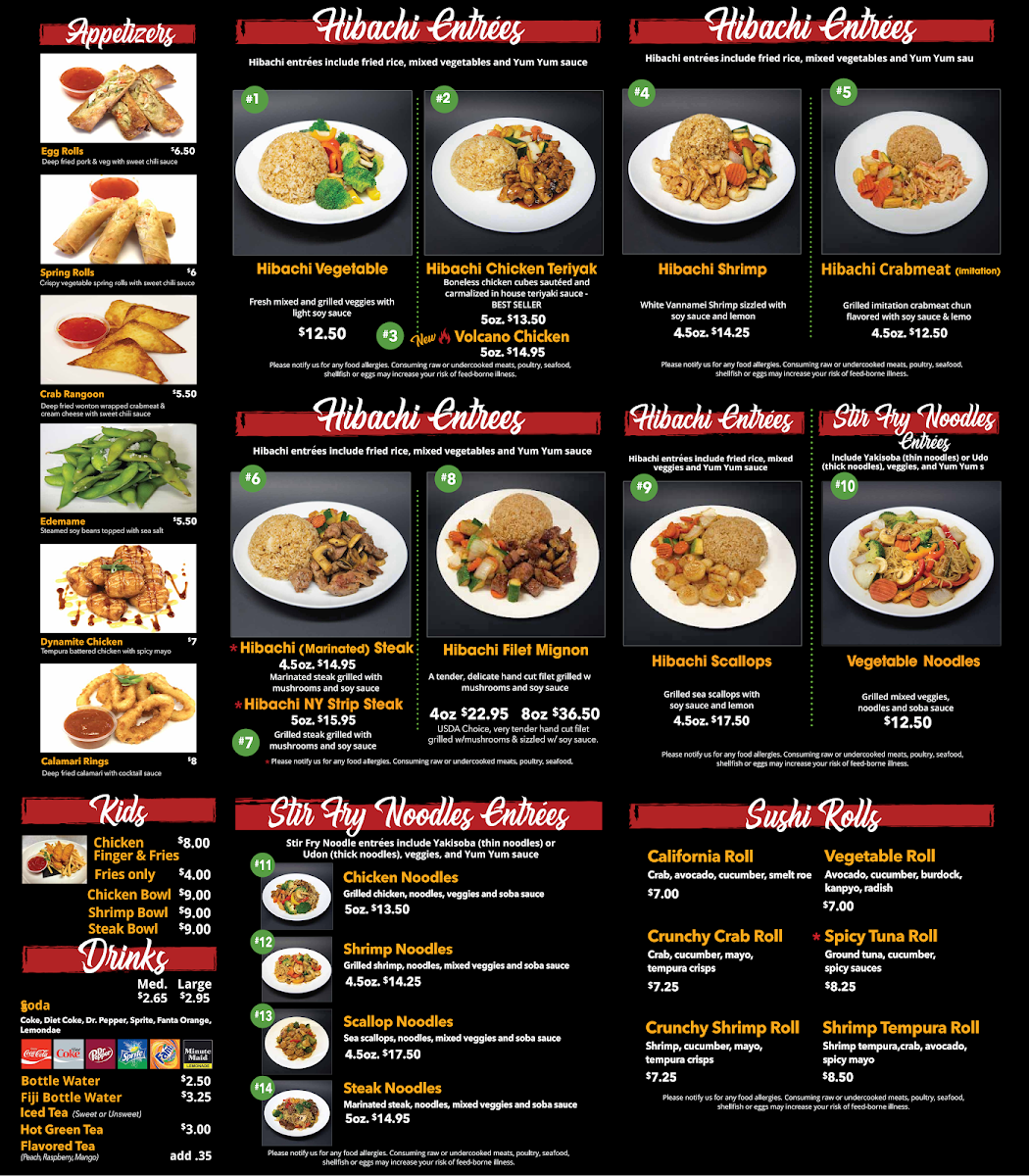 Hibachi Jr menu board