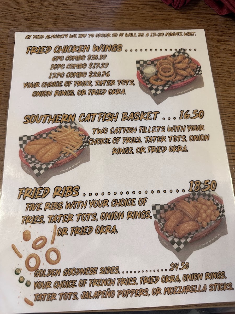 Food Almighty menu board