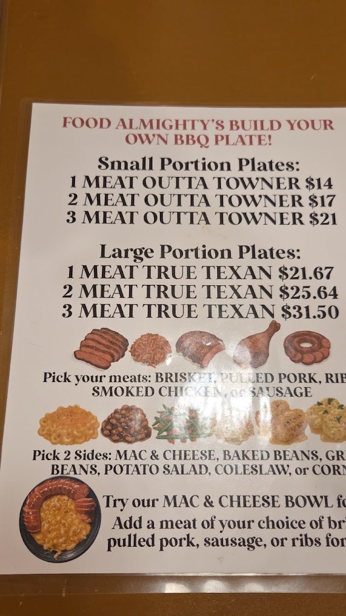 Food Almighty menu board