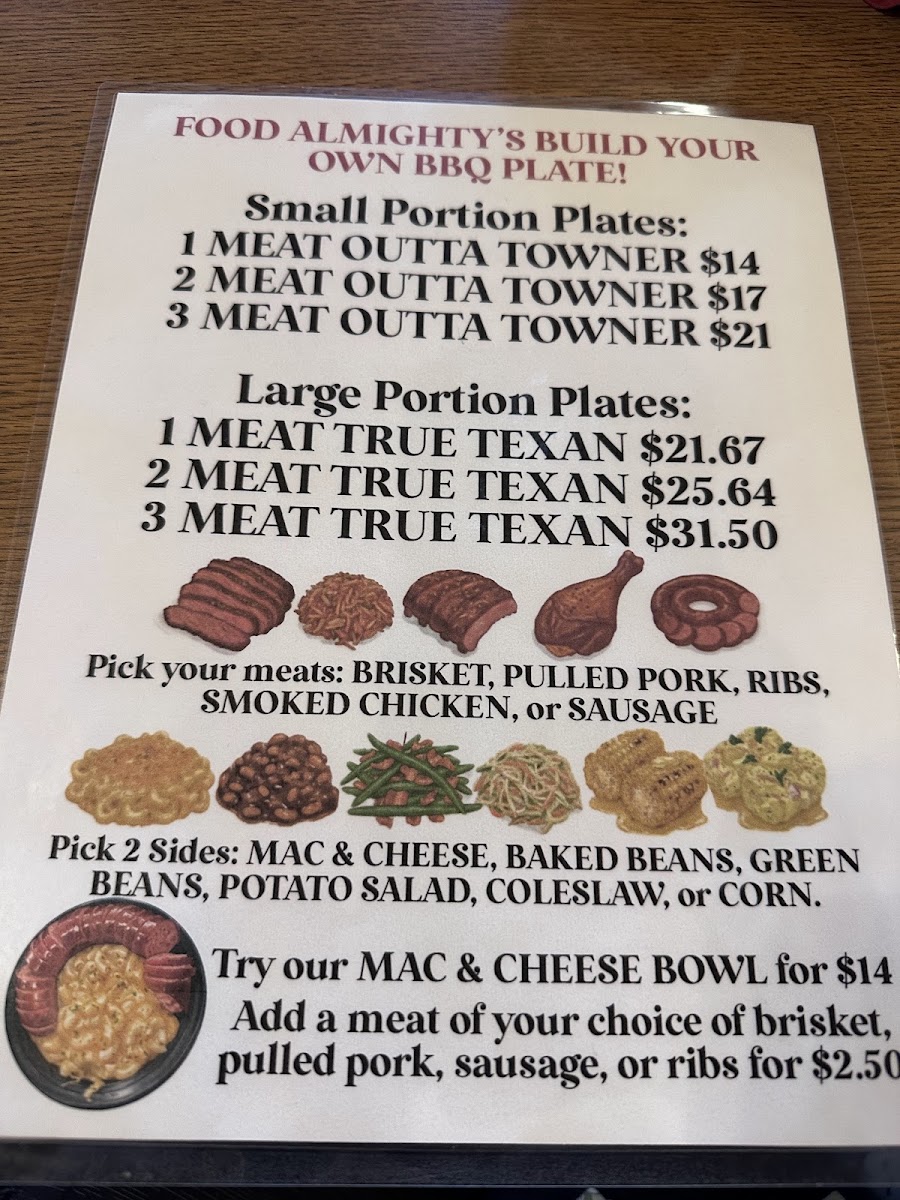 Food Almighty menu board