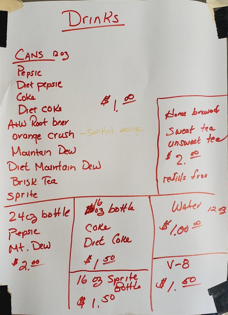Burgers & More menu board