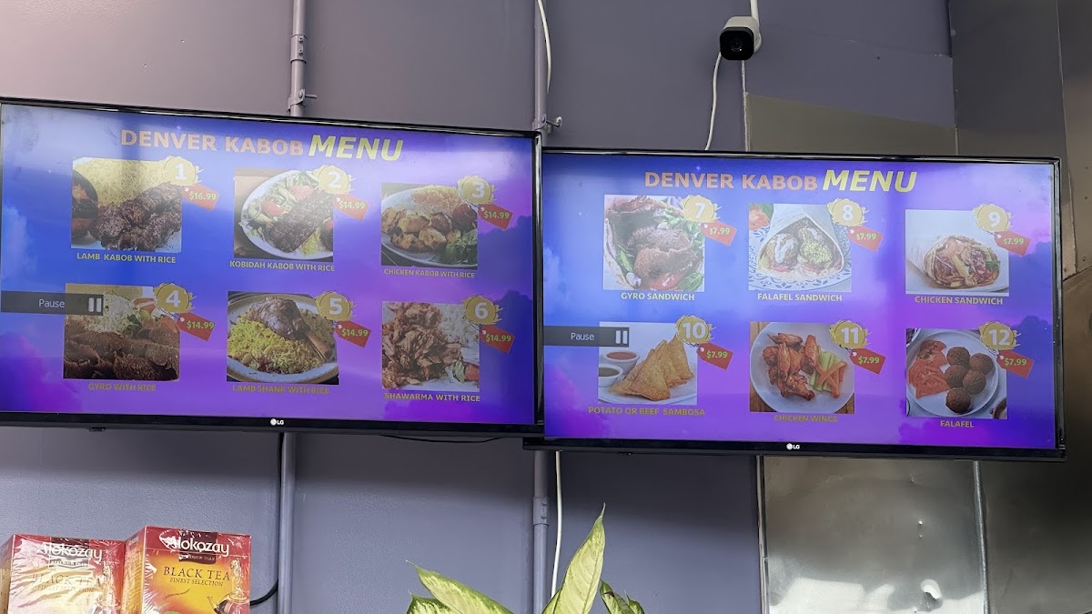 Denver Kabob Mediterranean Restaurant & bakery menu board