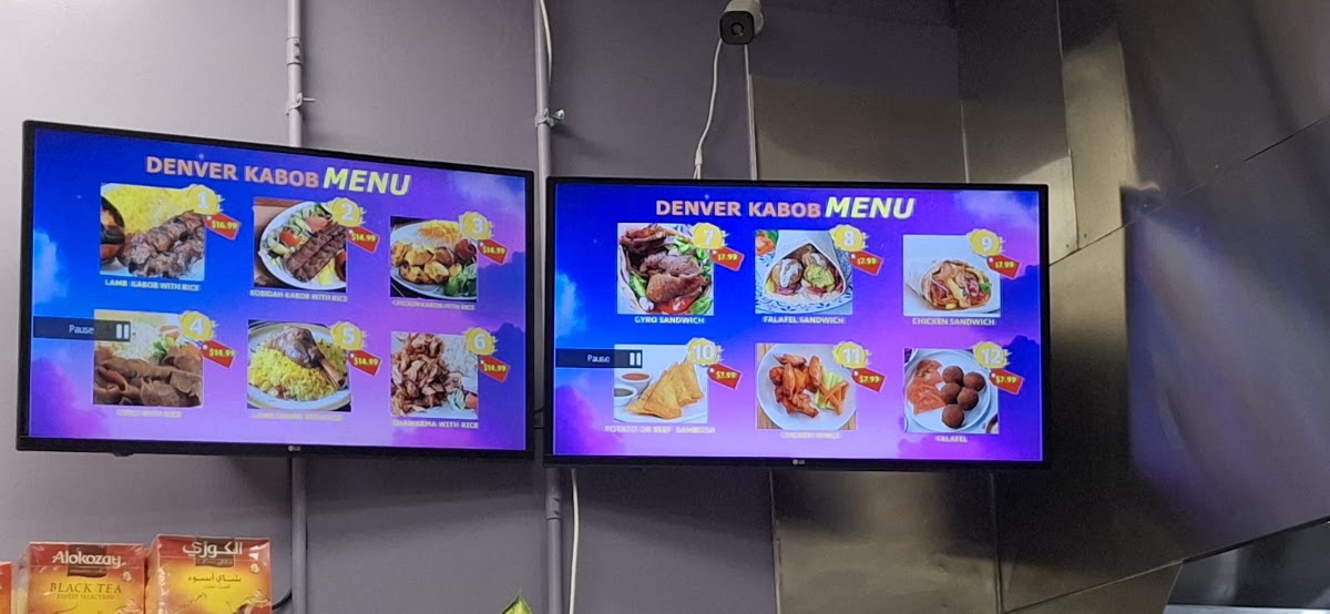 Denver Kabob Mediterranean Restaurant & bakery menu board