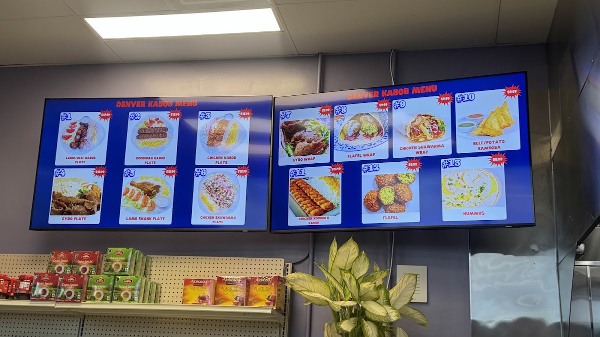Denver Kabob Mediterranean Restaurant & bakery menu board
