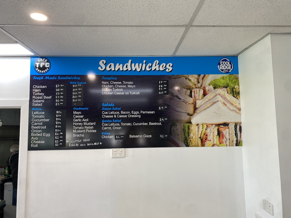 TFC Cafe Carvery menu board